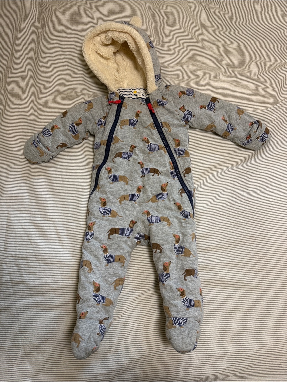 Baby Boden 6-12m Dachshund-Print Hooded Baby Bunting